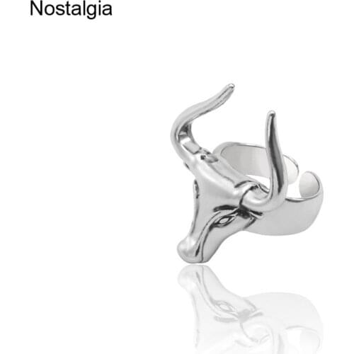 Nostalgia Resizable Bull Head Ring Punk Gothic Rings For Mens Womens Jewlery