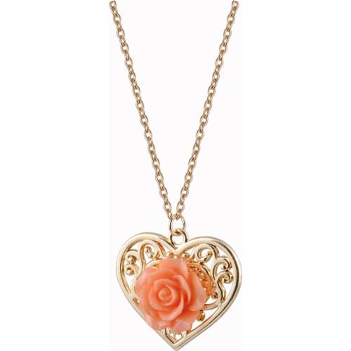 2019 The Latest Heart-Shaped NecklacePendant Korean Female Hollow Box Pendant With Flower