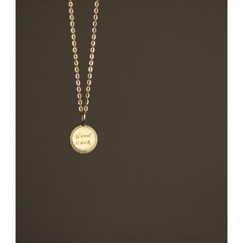 Bohemian Simple Round Brand "goodluck" Lucky Tag Necklace Women Banquet Wedding fashion Jewelry Accessories Girlfriend Gift