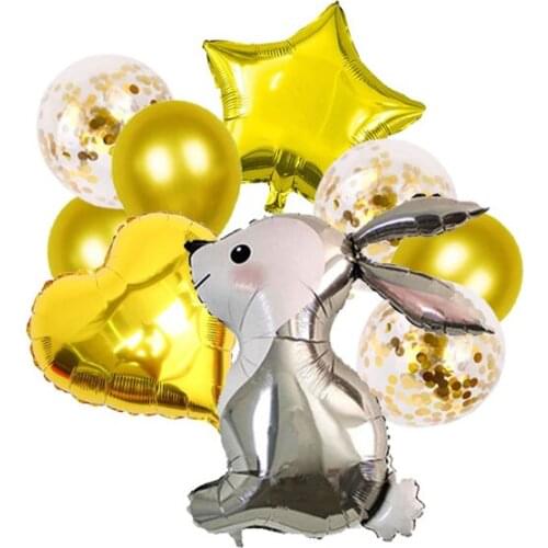 Easter Theme Rabbit Balloon Rabbit Mylar Foil Balloon Heart Star Leaf Balloons Easter Festival Party Decoration Childrens Toy