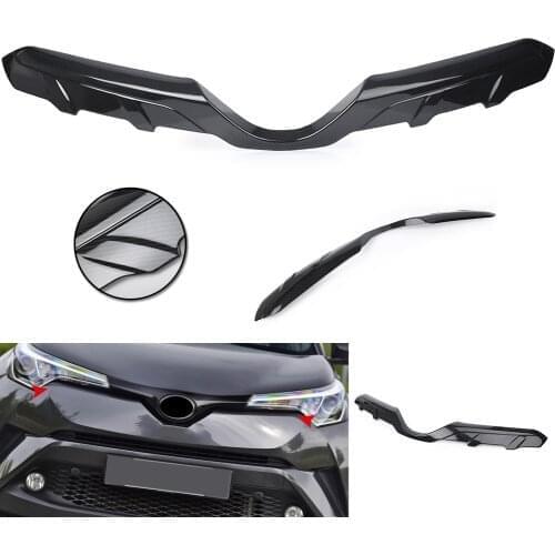 Car Front Grill Upper Grille Guard Trim Cover For Toyota CHR C-HR 2016 2017 2018 Carbon Fiber pattern ABS Accessories