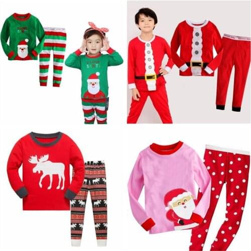 Hot-Sale New Christmas Girls Cotton Pyjamas Set Kids Sleepwear Night Wear Photgraphy Clothing Children Pajamas 2-7T Years