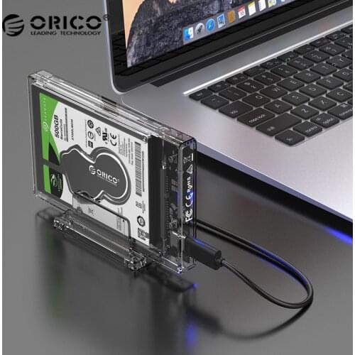 ORICO 2.5 inch Transparent 10Gbps Hard Drive Enclosure with Stand HDD Case for SSD Disk HDD Box HD External Hard Disk Case 4TB