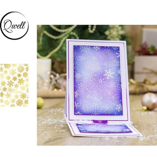 QWELL Hot Foil Plate Let It Snow Different Snowflake Doodle Cover For DIY Craft Paper Card Scrapbooking Making Foil Project 2020