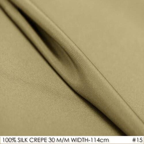 SILK CREPE DE CHINE 114cm width 30momme100%Natural Silk Fabric Heavy Silk Coat Silk Material Factory Direct Dark Beige NO 15