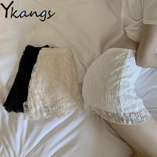 Shorts Under The Skirt Women High Waisted Lace Casual Leggings Korean Fashion Cute Solid Floral Lace Classic Summer Lace Shorts