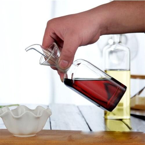 1Piece Glass Condiment Bottles Transparent Clear Rectangle Transparent Glass Oil Pot Household Leakproof Vinegar Sauce Bottle