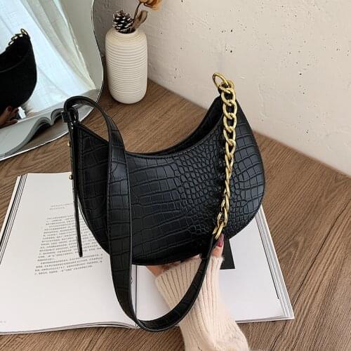 Fashion Chains Shoulder Bag Women PU Leather Armpit Bag Vintage Alligator Pattern Crossbody Bag Designer Lady Handbag Daily Pouc