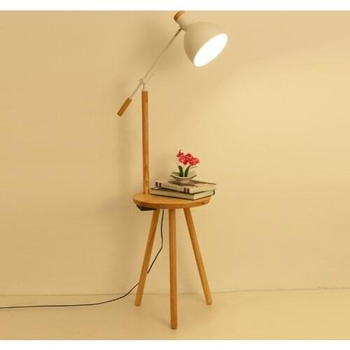 Solid wood led floor lamp nordic decoration home living room standing lamp bedroom decor table light lamp with USB connector
