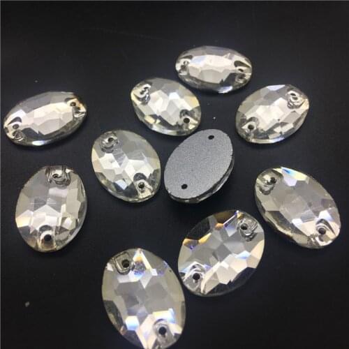 TopStone 7x10 11x16 10x14 13x18 mm 17x24mm Oval sewing Glass Crystal beads Crystal Clear Flat Back Sew on stone dress making