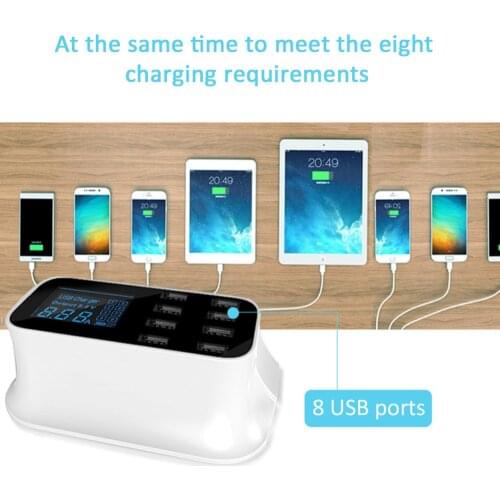 Smart USB Charging HUB 8-Port Home Travel Wall Charger Multi-Port Desktop USB Charging Station US/EU/UK Plug for iphone Samsung