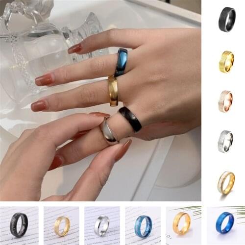 Stainless Steel Simple Design Ring Jewelry 6MM Men Gold Silver Black Blue Plated Rings for Women Men Holiday Gifts