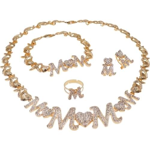 Newest Mom I Love You Gift High Quality Gold Plated Cuban Chain Mom Jewelry Set Jewelry Bracelet X0124