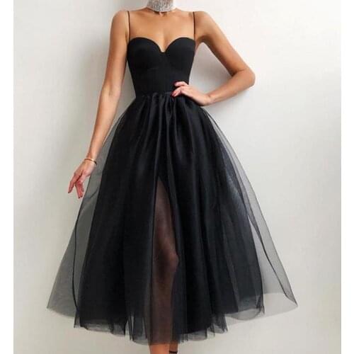 Womens Mesh Vestido Dress Elegant Long Sleeve Off-Shoulder High Waist Tulle Tutu A-Line Dress Formal Party Ladies Solid Color