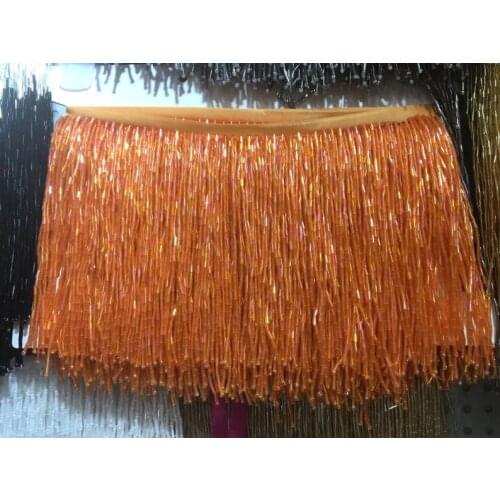 1 Yard Orange heavy bead Fringe trim for haute couture, handmade bead fringe tassel