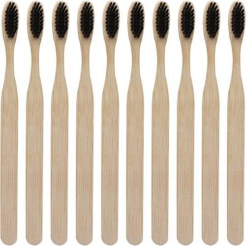 10PCS Environmentally Wood Bamboo ToothBrush Bamboo Fibre Wooden Handle Tooth brush Whitening