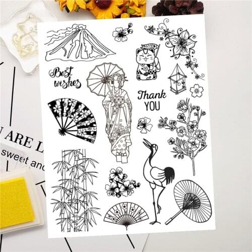 14*18CM Japanese girl Transparent Seal Clear Stamps Silicone Seal Roller Stamps DIY Scrapbook Album / Card Production Easter