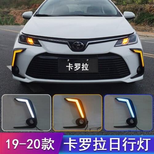 2PCS Car LED DRL Daytime Running Light For Toyota Corolla 2019 2020 Yellow Turn Signal 12V Fog Lamp Decoration Bumper Light