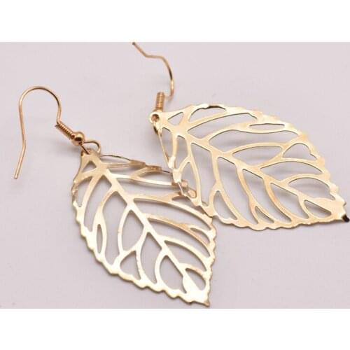 20Pair/Lot 44mm*25mm Brass Gold Plated Leaf Shape Earring Accessories Jewelry Making Ear Hook Earring Making Supplies JA0010