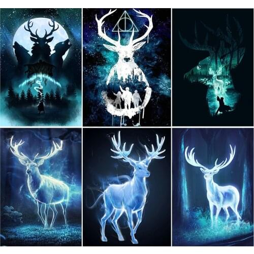 QIZITENG 5D DIY Diamond Painting Animal Deer Eagle Cross Stitch Diamond Embroidery Square/Round Drill Home Decoration Needlework