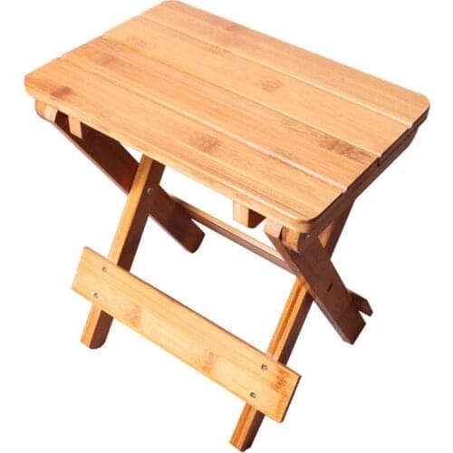 Bamboo folding stool portable household solid Bamboo taburet outdoor fishing chair small bench square stool kids furniture
