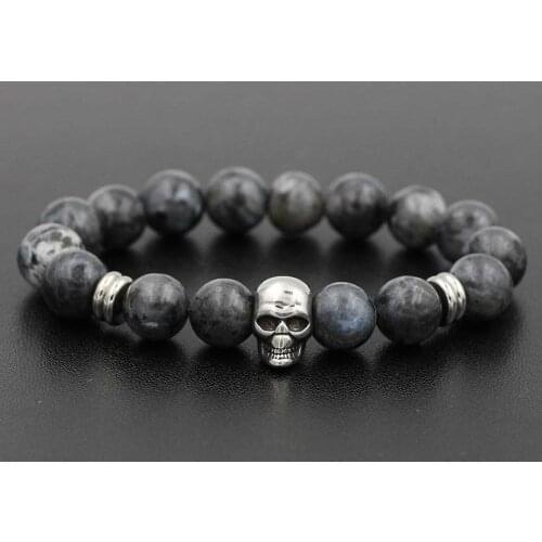 Stainless Steel Charm Bracelet for Men Fashion Jewelry 10mm Black Natural stone bead Bracelets Jewelry Male
