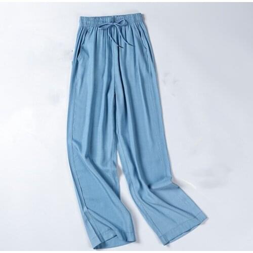Jeans Pants Womens Clothing High-end Fashion 2021 Summer Tencel Large Size Wide-leg Drape Mopping Ice Silk Breathable