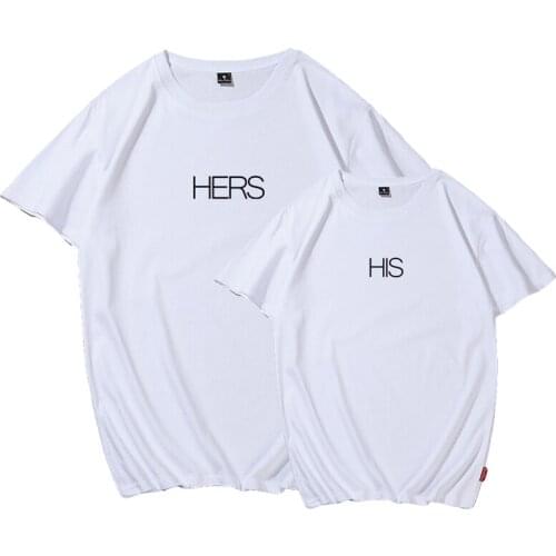 2020 Valentines 's Day Gift T Shirt Women Love Summer HIS HERS Letter T-shirt Short Sleeve Casual Tee Cotton Tshirt Men Couple