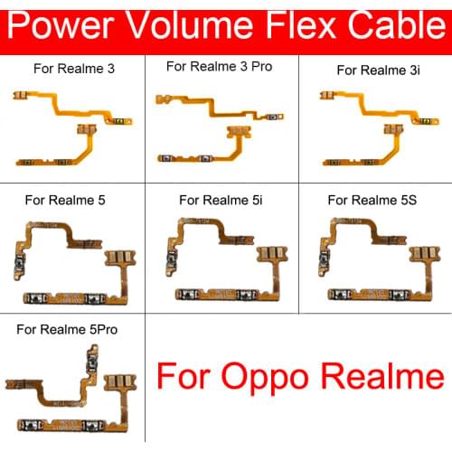 Power&Volume Flex Cable For Oppo Realme 1 2 3 X Lite X2 C1 K3 K5 Pro Power Volume Side Key Button Flex Ribbon Replacement Parts