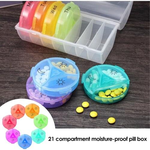 Weekly Daily Pill Box Organizer 7 Day Drug Tablet Medicine Storage Holder Splitter Large Pill Cases Container For Vitamin