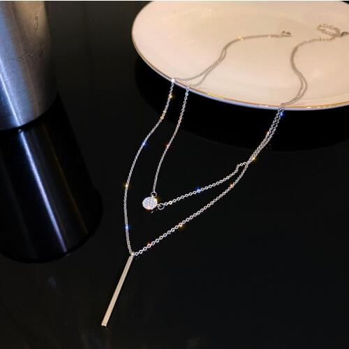 Hot Sale Minimalist Multilayer Necklaces Women Fashion Titanium Steel Round Small Pendant Clavicle Chain Simple Baroque Jewelry