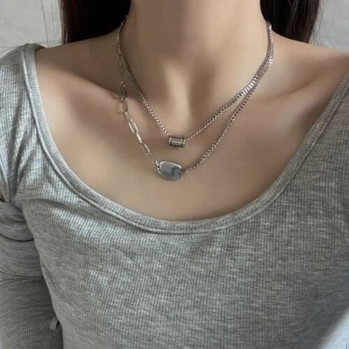 Fashion Punk Necklace Creative Geometric Asymmetric S925 Silvery Chain Womens Party Hip Hop Rock Jewelry Charm Birthday Gifts