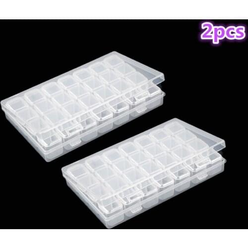 28-slot diamond painting kit plastic storage box nail art rhinestone tool bead storage box household storage box kit 2pcs