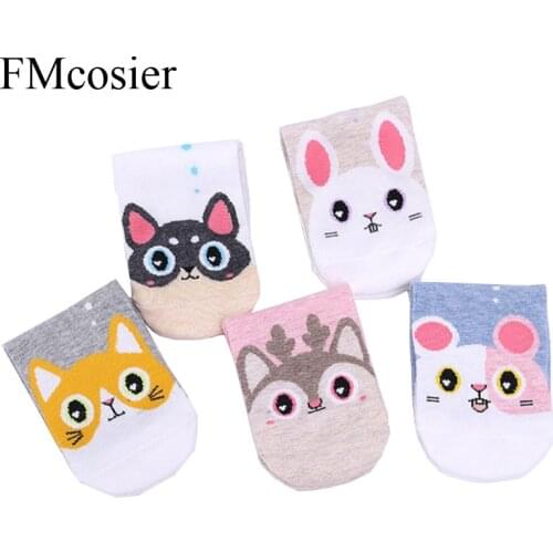 5 Pairs Lot High Quality Summer Female Ladies Girls Womens with Cute Animals Funny Ankle Short Cotton Cartoon Socks For Women
