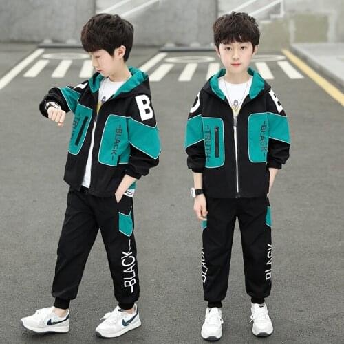 New Spring Autumn Childrens Clothes Baby Boys Coat + Pants 2pcs/Set Kids School Beach Costume Teenage Clothing High Quality