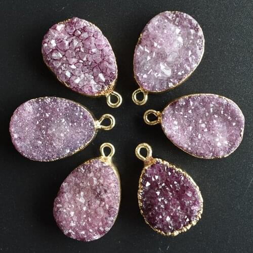 Wholesale 6pcs/lot fashion natural amethysts water drop shape pendants for DIY necklace jewelry making free shipping