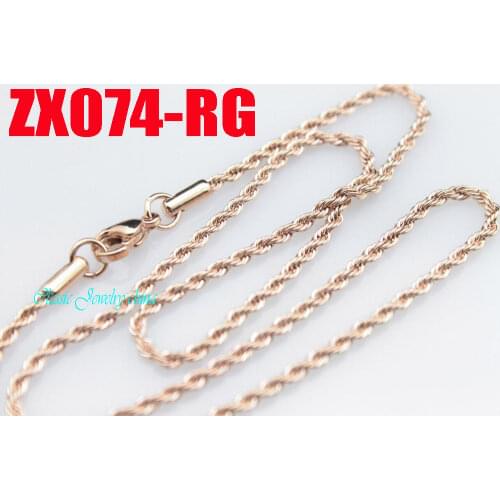 Rose golden color 2mm stainless steel necklace twist chain mans lady fashion jewelry 10pcs ZX074RG