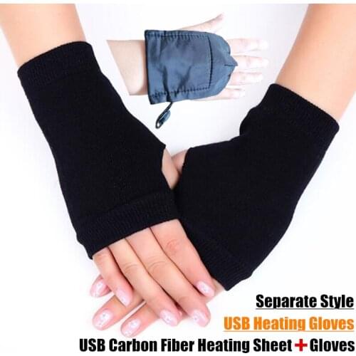 200p Winter Boy&Girl Students Homework Separate Style USB Heating Gloves,Women Office Hand Back Heated Knitted Fingerless Gloves