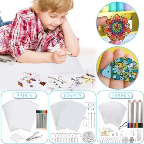 Shrinky Plastic Sheets Art Clear Heat Shrink Film Paper Punch Keychain DIY Drawing Art Embossing Tool Craft Ornament Making