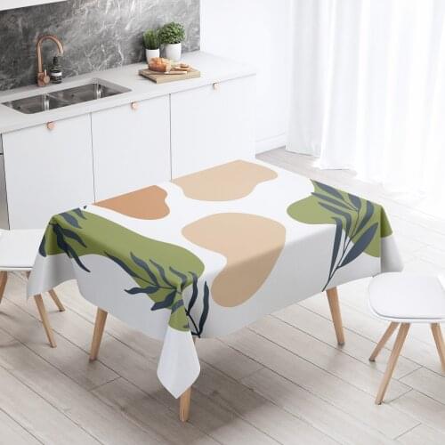 Scandinavian Rectangular Tablecloths Waterproof Oilcloth for Table Cloth Nordic Art Green Decor Cover Anti-stain Polyester