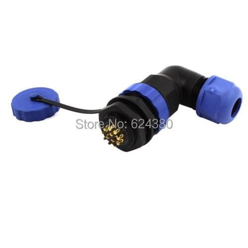 SD20 20mm 12 Pin Waterproof Aviation Connector Right Angle Panel Mount Solder Female Male Plug Socket Elbow IP68