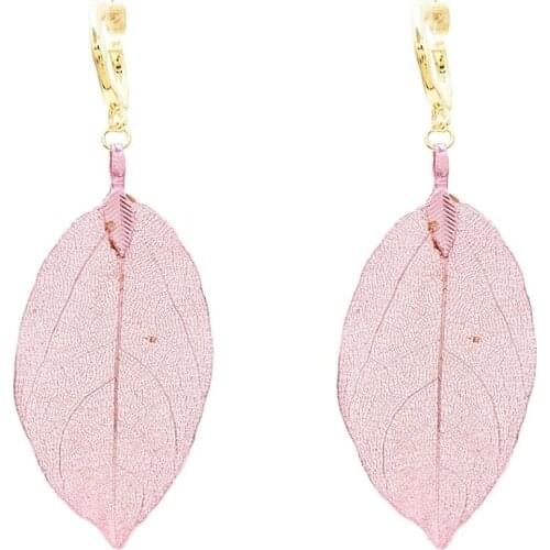 New Simple Pink Yellow Green Leaf Pendant Earrings for Women Bohemian Geometric Drop Earring Wedding Party Jewelry Gift