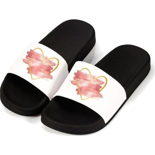 Summer Slipper 2021 Heart Shape Pattern House Slippers Ladies Comfort Non-slip Flip Flops Beach Sandals For Women Plus Size 41