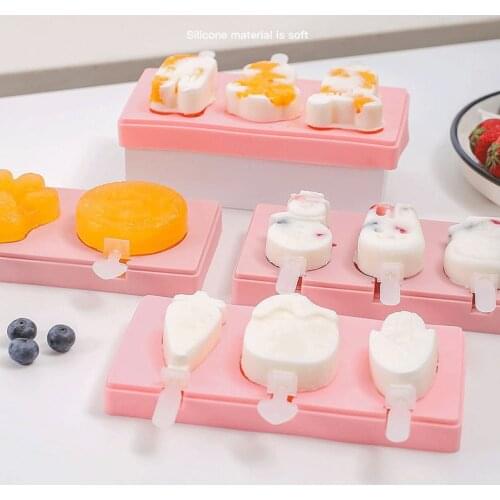 Silicone ice cream tray ice cube popsicle mold christmas decoration DIY ice cream maker tool with 50 wooden sticks dropshipping