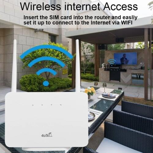 4G Wireless Router LTE CPE Router 300Mbps Wireless Router with 2 High-gain External Antennas SIM Card Slot EU/UK Plug