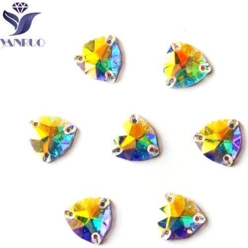 YANRUO 3272 Trilliant Brilliant Sew On AB Sewn Rhinestones Sewing Glass Crystal For Dress Clothes Jewelry DIY Garment Show