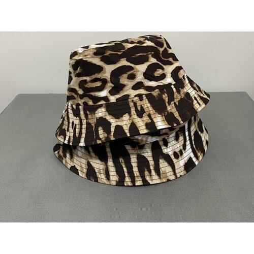 Leopard Reversible Female Bucket Hat Hip Hop Printed Women Summer Hat Cap Outdoor Fishing Lady Panama Casual Female Cap Sunhat