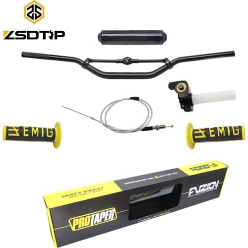 ZSDTRP ProTaper Motorcycle Handlebar with Bar 1-1/8" Handle bar Chest Pads Grips Quick Twister Throttle Cable For Dirt Pit Bike