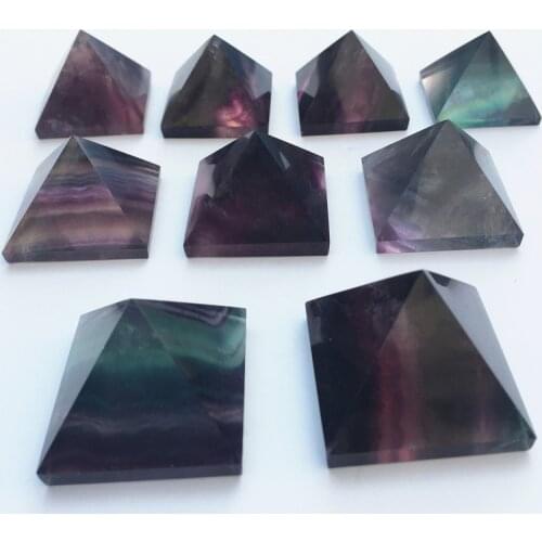 1pc Natural Fluorite Crystal Pyramid Chakra Reiki Crystal Point Energy Home Decor
