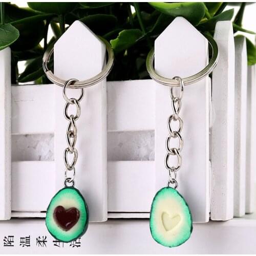 1 pcs Creative Concave Convex Keychain Love Heart Shape Avocado Fruit Key Ring for Women Men Boys Girls Style